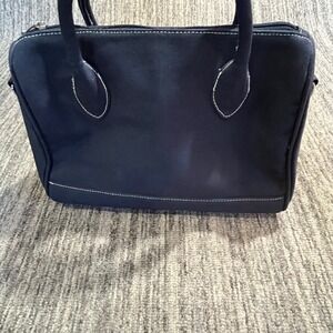 Vintage Cherokee Satchel Handbag Navy Blue Canvas‎ Top Handle Bag Small Purse